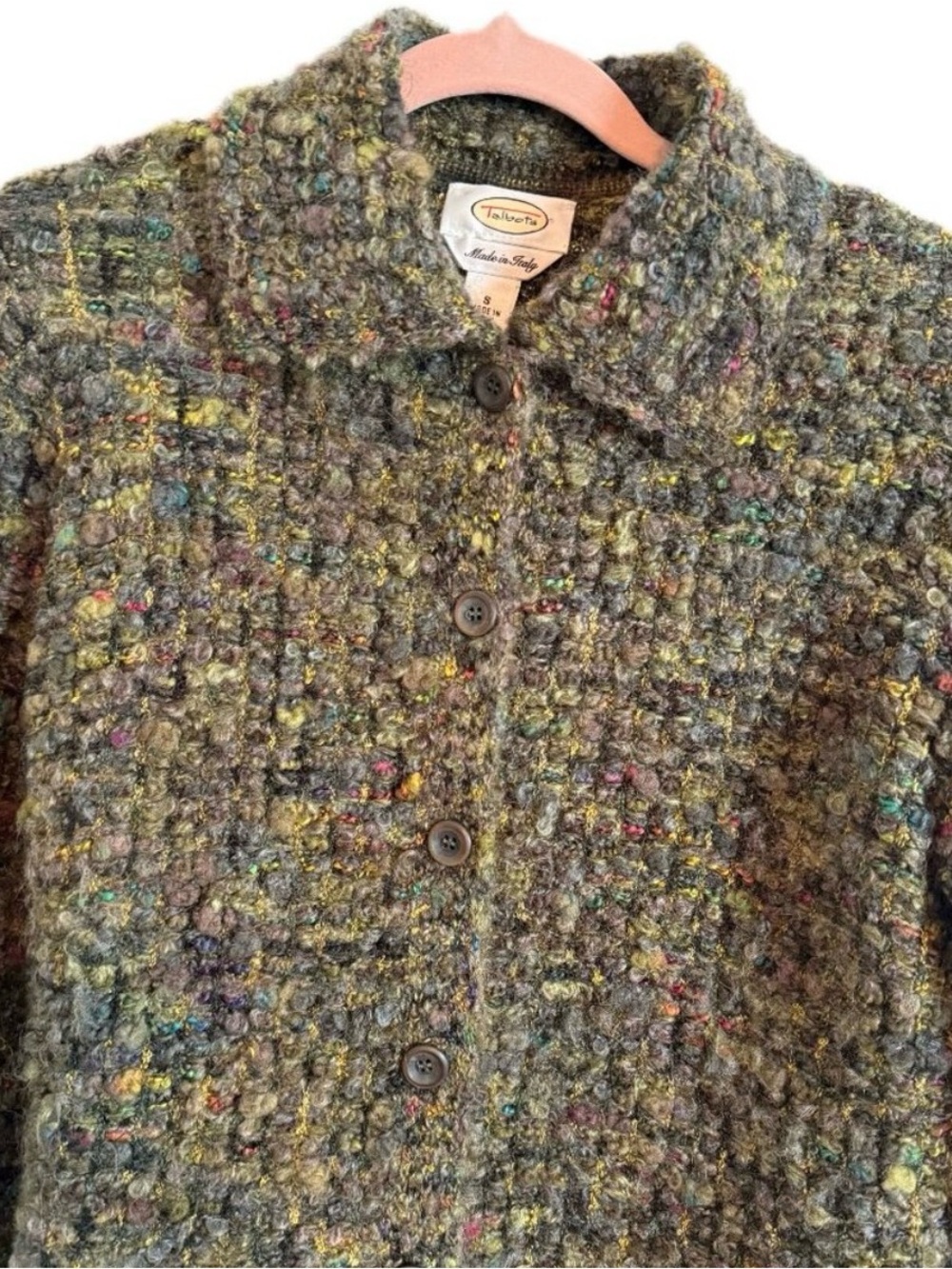 Vintage Made in Italy Bouclé Wool Mohair Jacket Talbots Size S